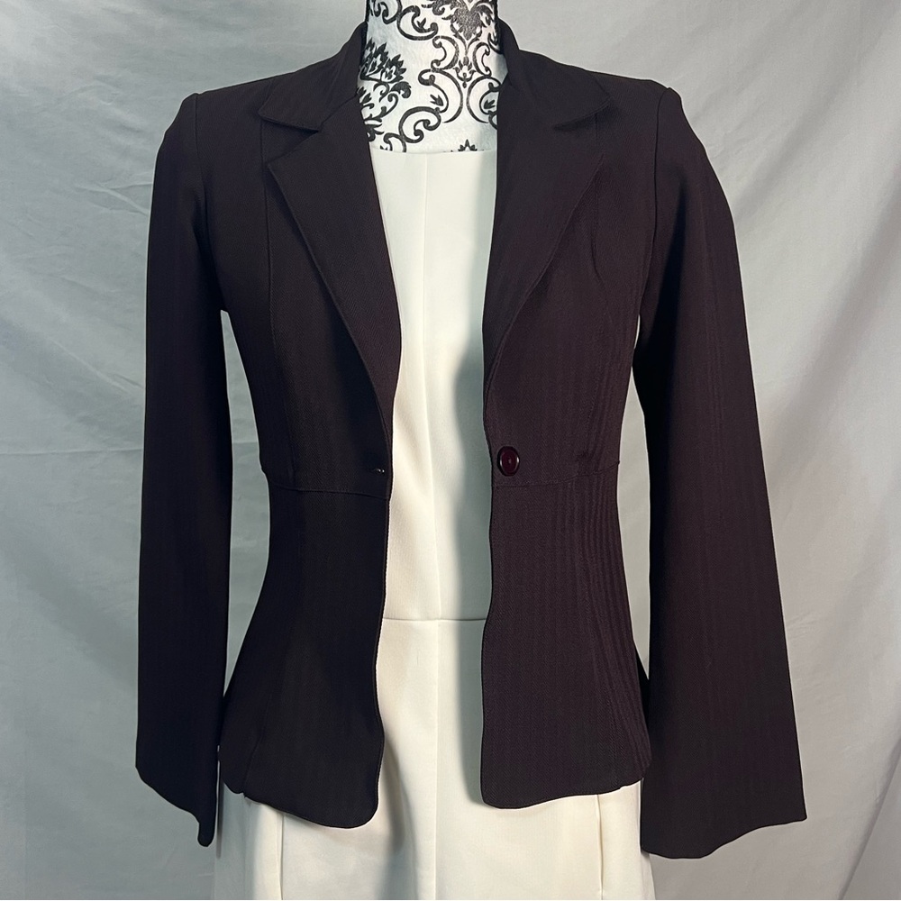 Women's Burgundy Single Button Flared Sleeve Blazer Sz 5